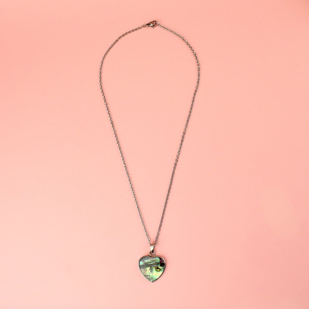 Stainless steel necklace with heart shaped brass pendant