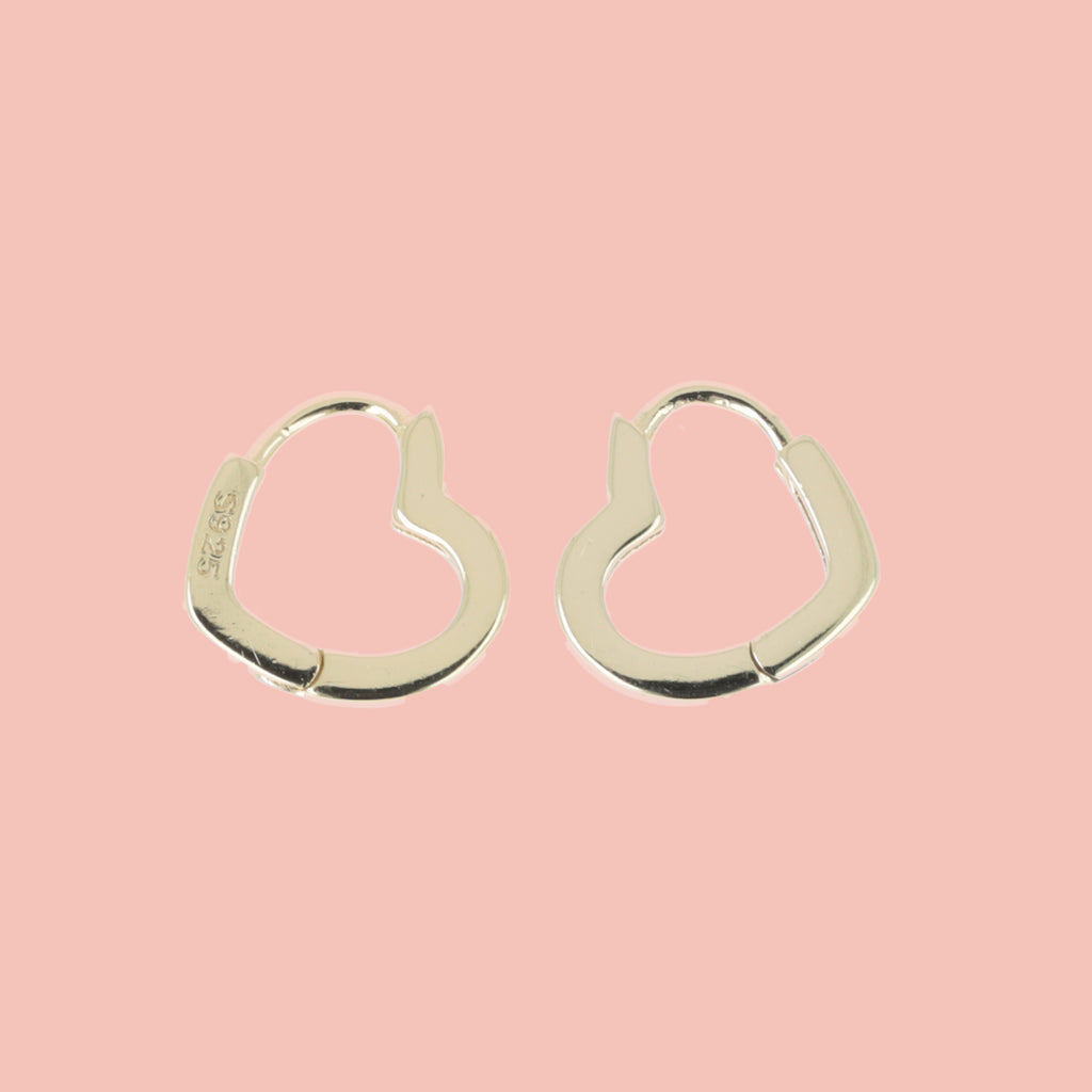 Heart Outline Hoop Earrings (Gold Plated) - Sour Cherry
