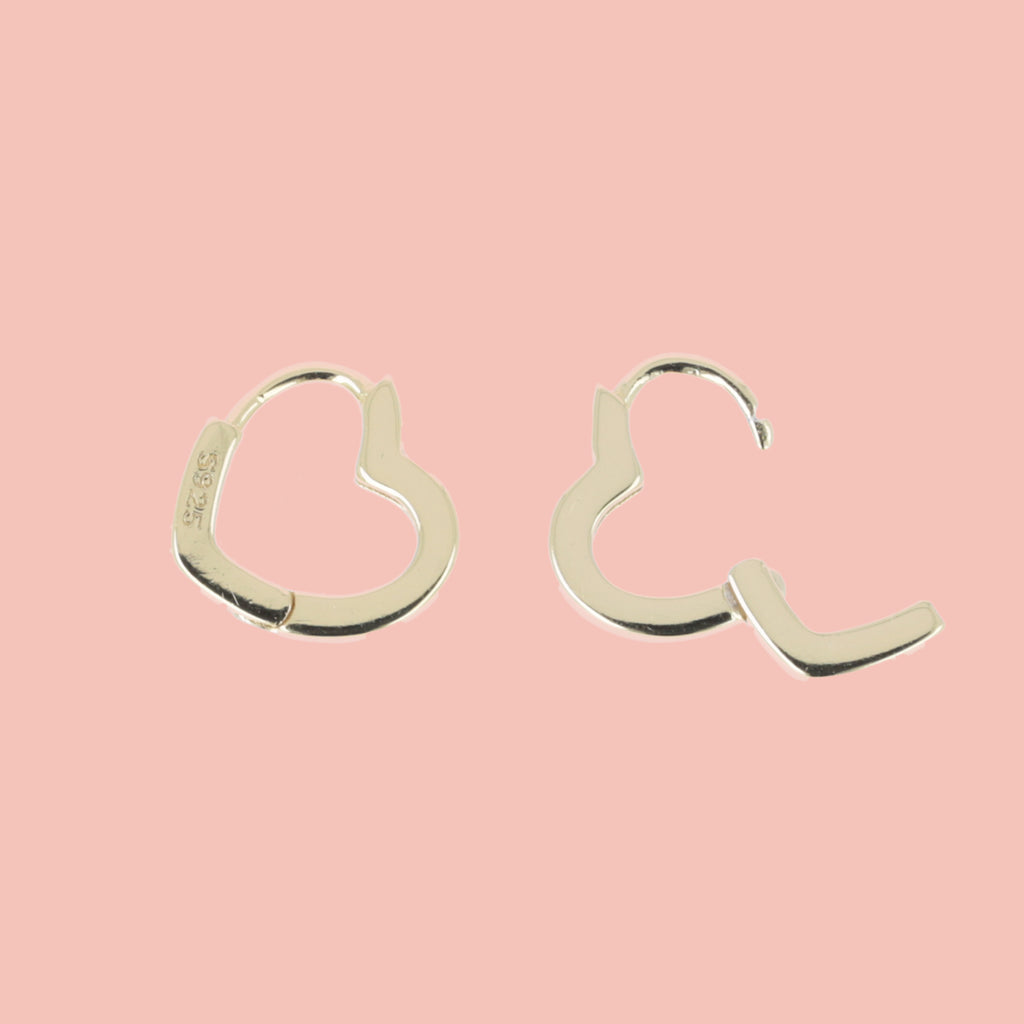Heart Outline Hoop Earrings (Gold Plated) - Sour Cherry
