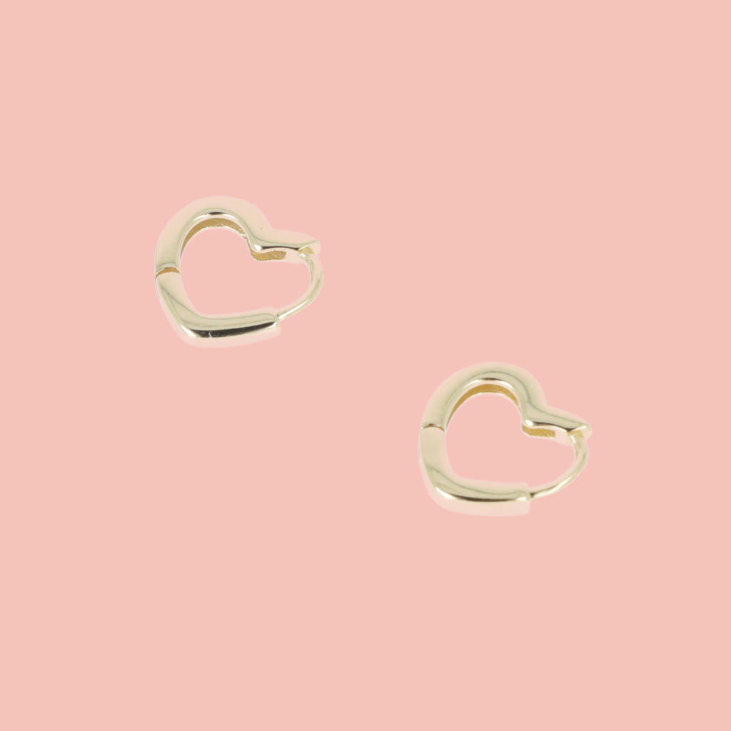 Heart Outline Hoop Earrings (Gold Plated) - Sour Cherry