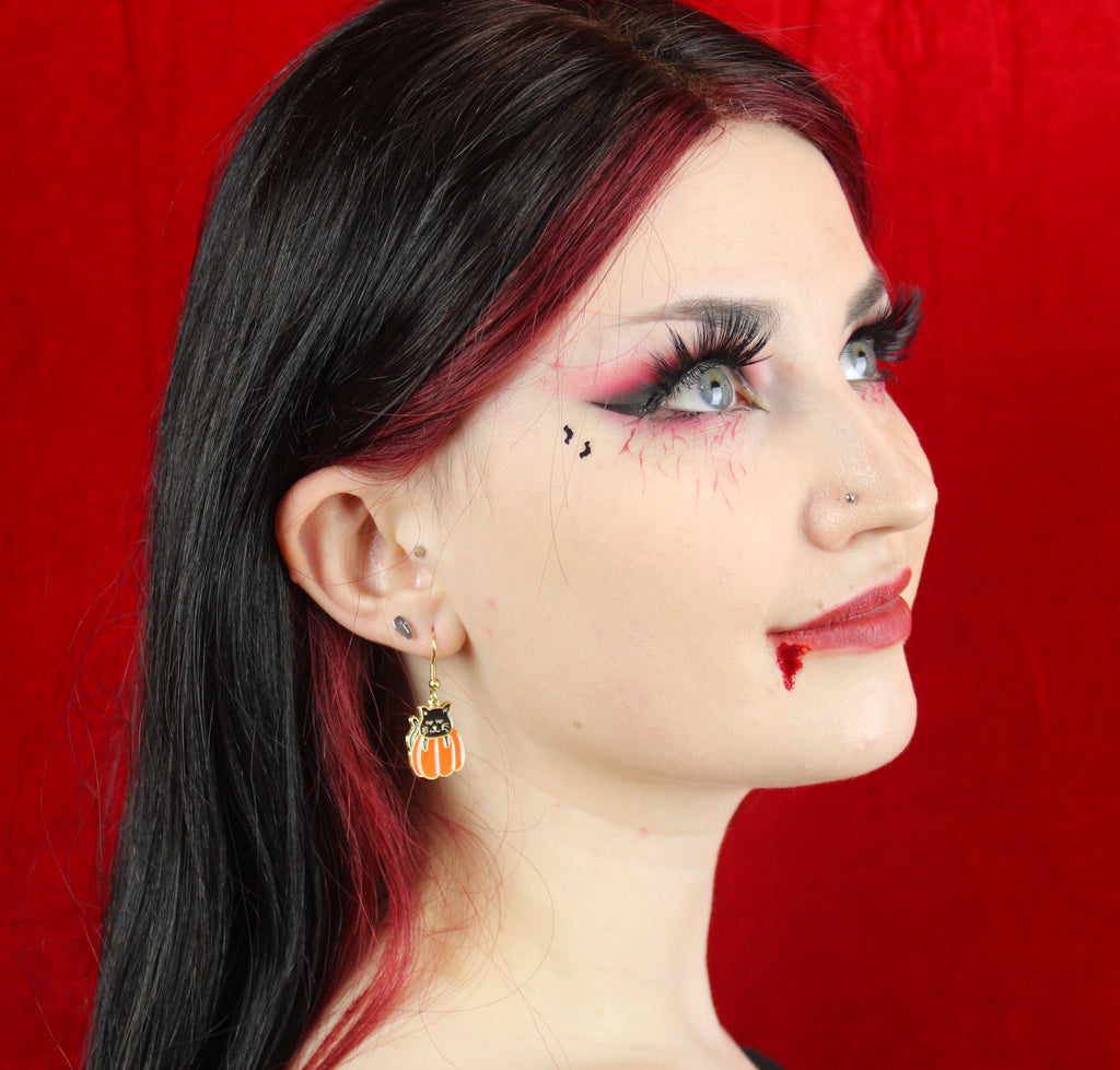 Hocus Purrcus Earrings (Gold Plated) - Sour Cherry