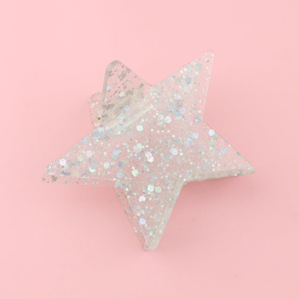 Clear holographic double sided star claw clip