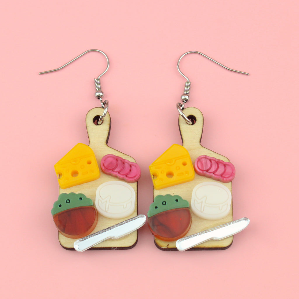 Holy Cheeses Charcuterie Board Earrings - Sour Cherry