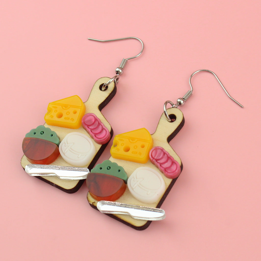 Holy Cheeses Charcuterie Board Earrings - Sour Cherry