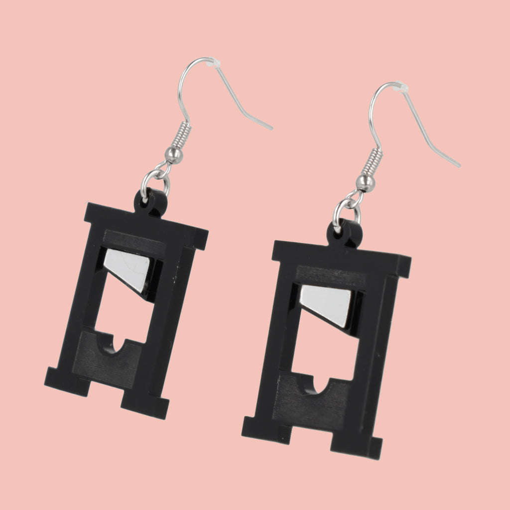 How's Your Head? Guillotine Earrings - Black - Sour Cherry
