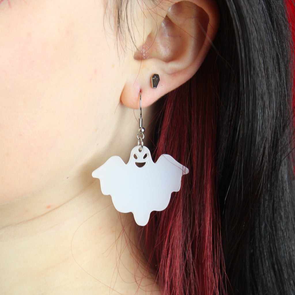 I Don't Give a Sheet Ghost Earrings - Sour Cherry