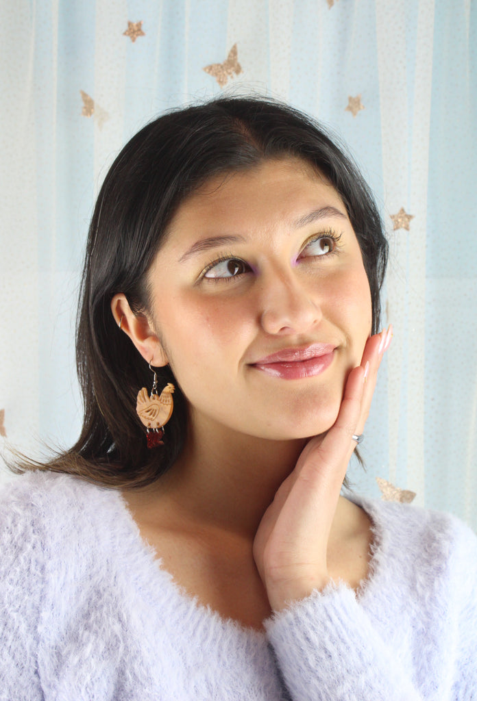 Cinnamon Chick Magnet Chicken Earrings - Sour Cherry
