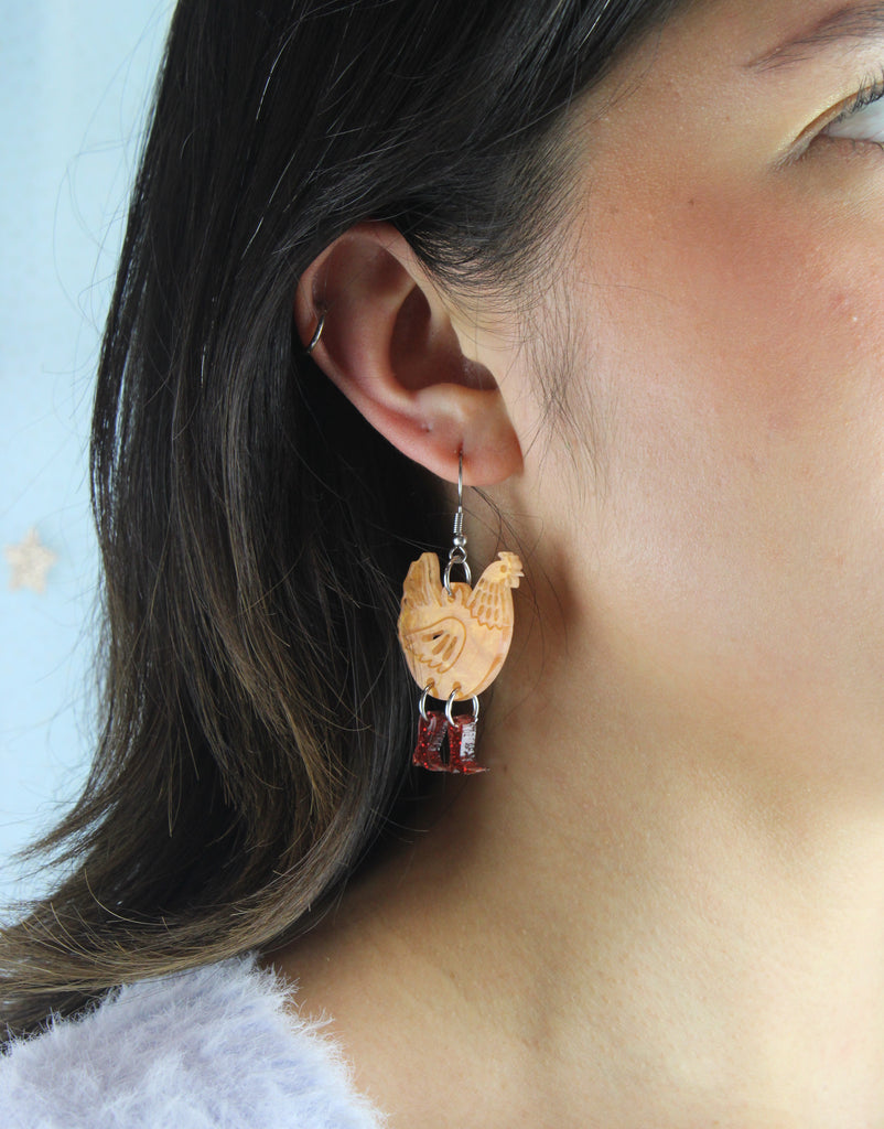 Cinnamon Chick Magnet Chicken Earrings - Sour Cherry