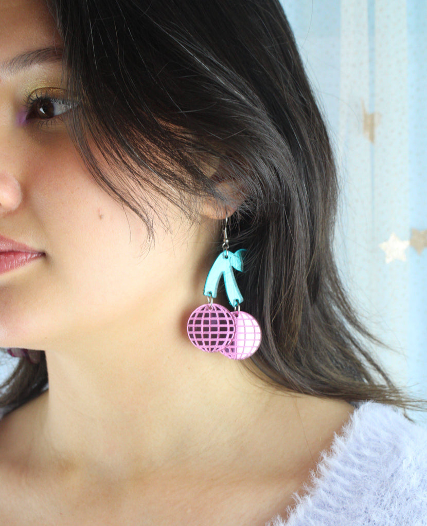 Pink Disco Cherry Earrings - Sour Cherry