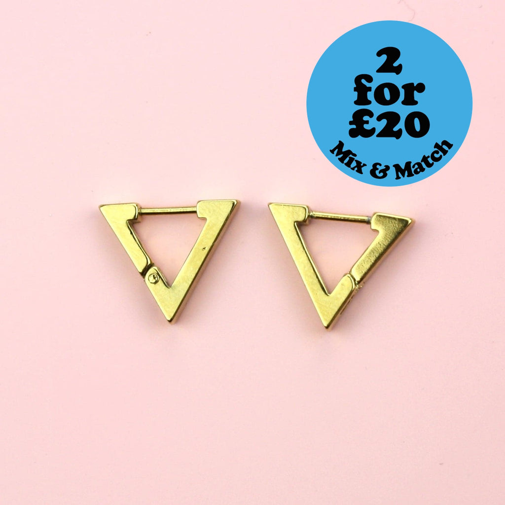 Triangle Huggie Hoop Earrings (Gold Plated) - Sour Cherry