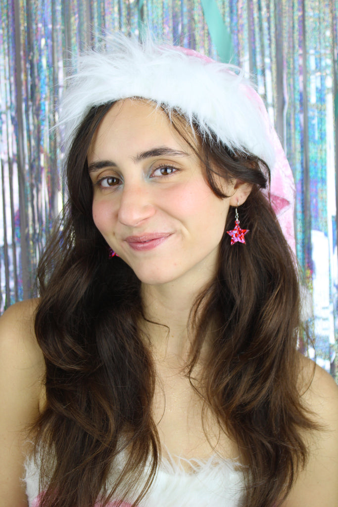 Pink & Red Confetti Star Earrings - Sour Cherry