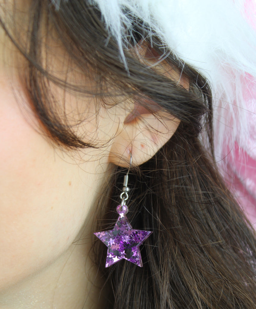 Purple Stellar Confetti Star Earrings - Sour Cherry
