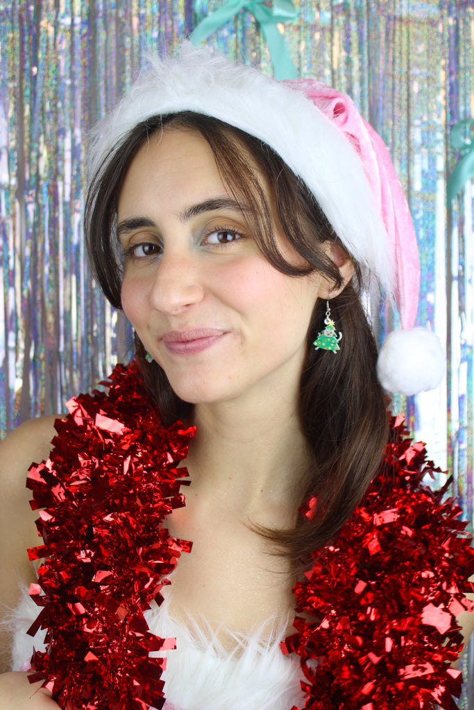 Christmas Tree Kitty Cat Earrings - Sour Cherry