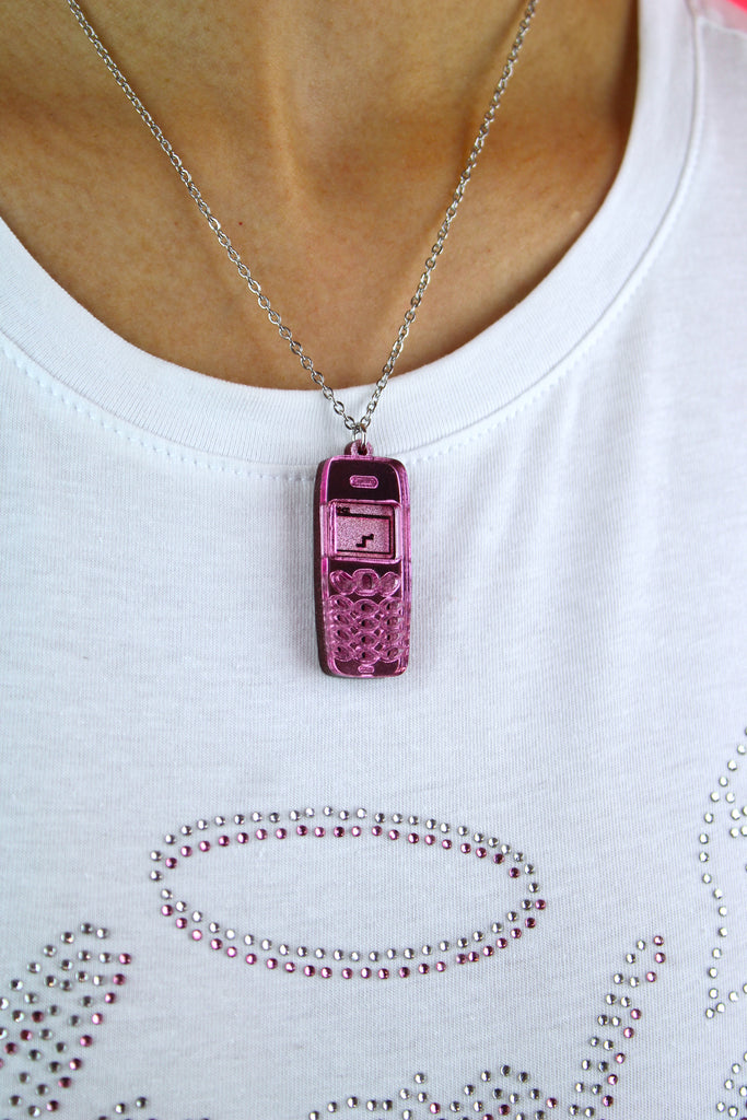 Call Me, Beep Me! Necklace - Sour Cherry