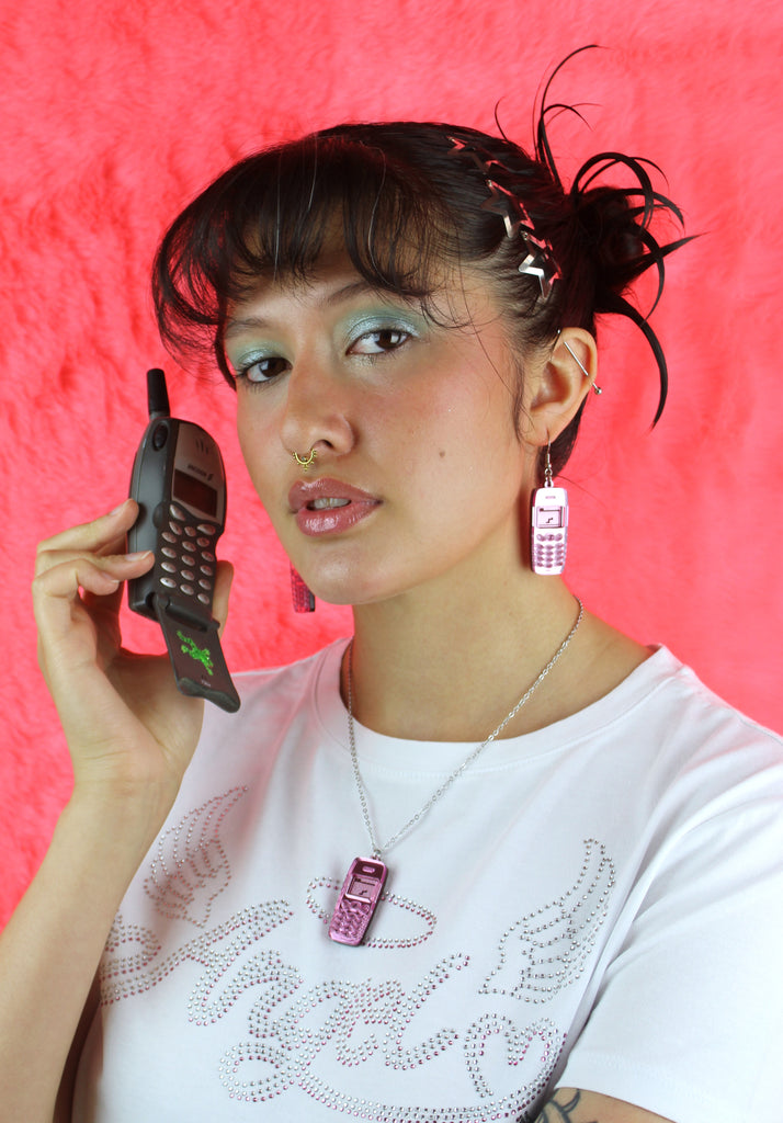 Call Me, Beep Me! Earrings - Sour Cherry