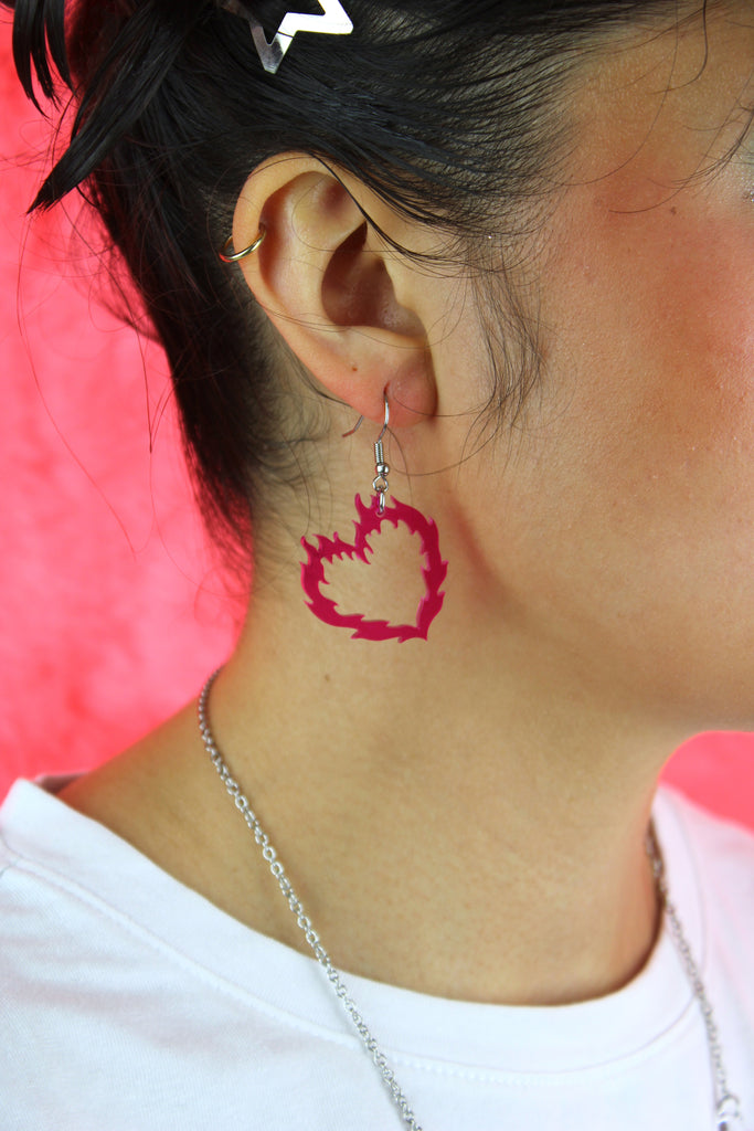 Flame Heart Earrings - Sour Cherry