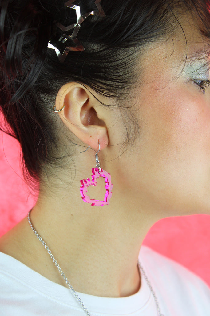 Flame Heart Earrings - Sour Cherry