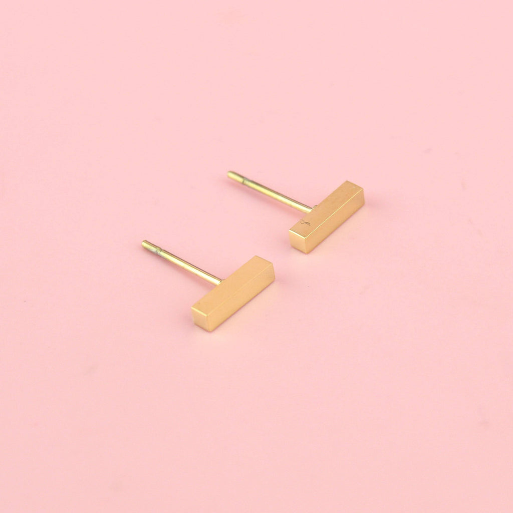 Minimalist Bar Studs (Gold Plated) - Sour Cherry