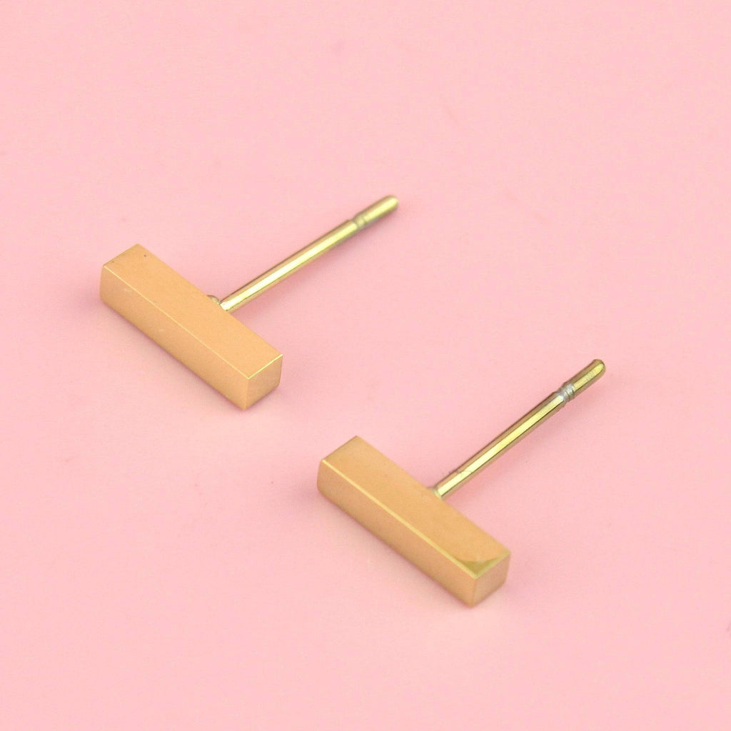 Minimalist Bar Studs (Gold Plated) - Sour Cherry