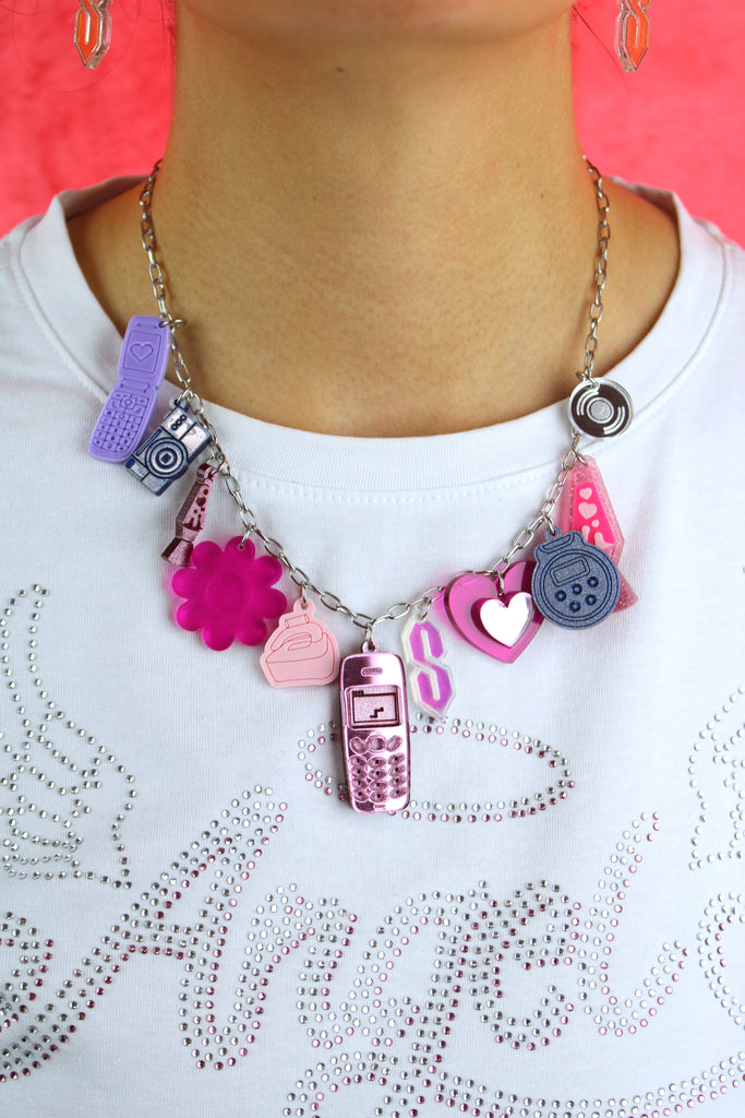 Y2K Bug Charm Necklace - Sour Cherry