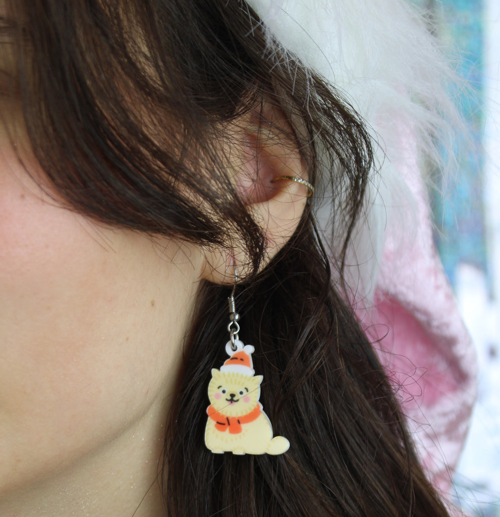 Santa Paws Earrings - Sour Cherry