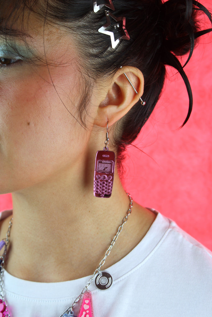 Call Me, Beep Me! Earrings - Sour Cherry