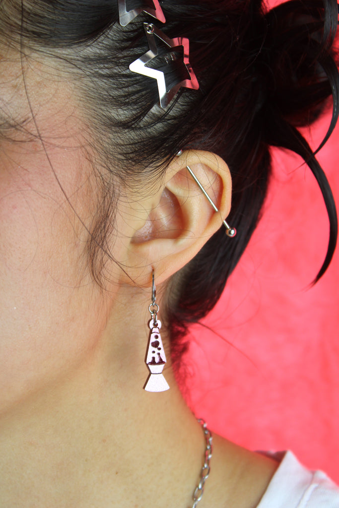 Lava Lamp Huggie Hoop Earrings - Sour Cherry