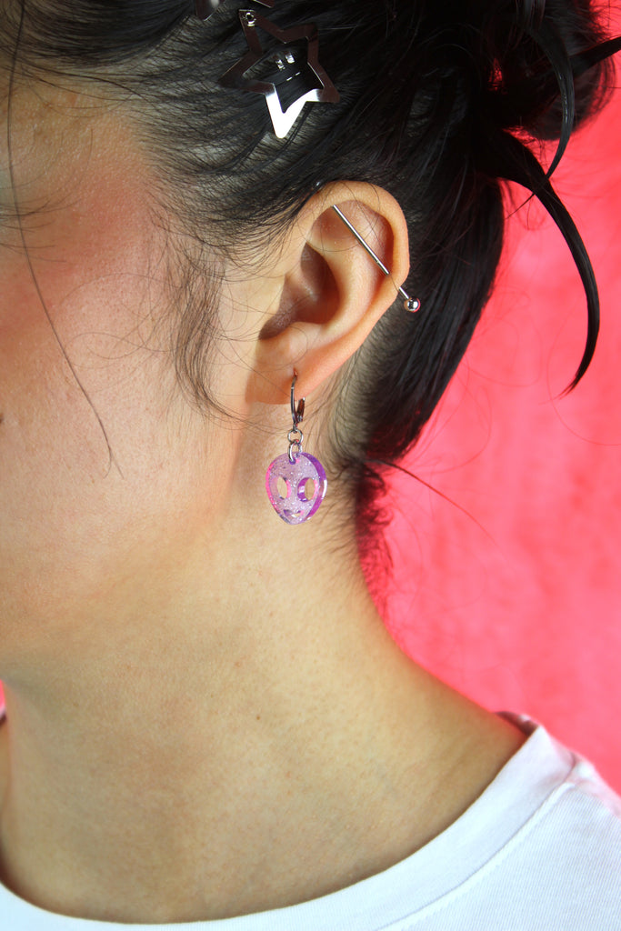 Beam Me Up! Alien Huggie Hoop Earrings - Sour Cherry