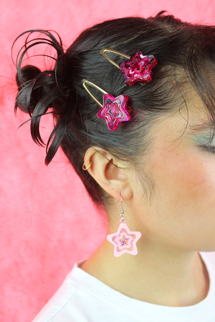 Reach For The Stars Hair Clips - Sour Cherry