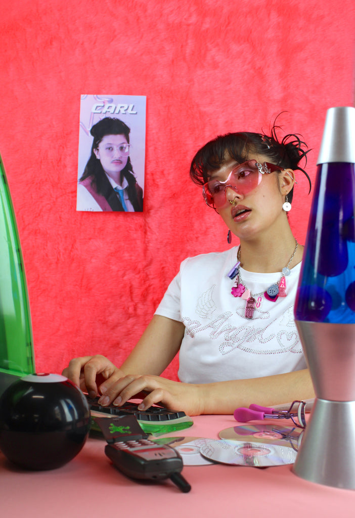 Y2K Bug Charm Necklace - Sour Cherry