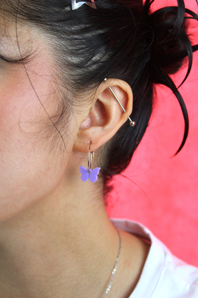 You're My Butterfly, Sugar Baby Hoop Earrings (Lilac) - Sour Cherry