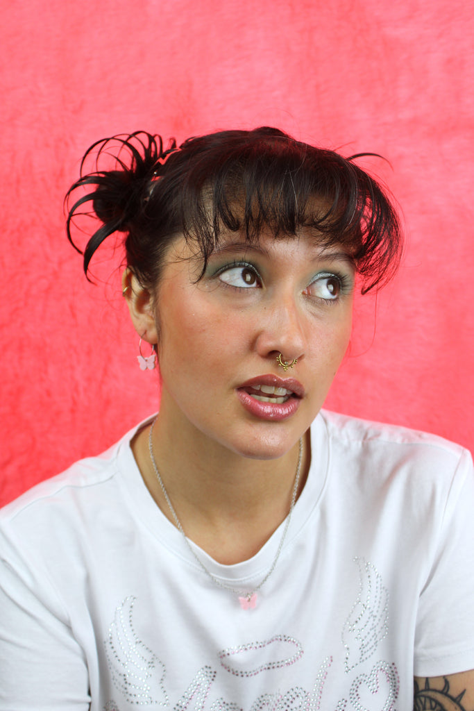 You're My Butterfly, Sugar Baby Hoop Earrings (Baby Pink) - Sour Cherry