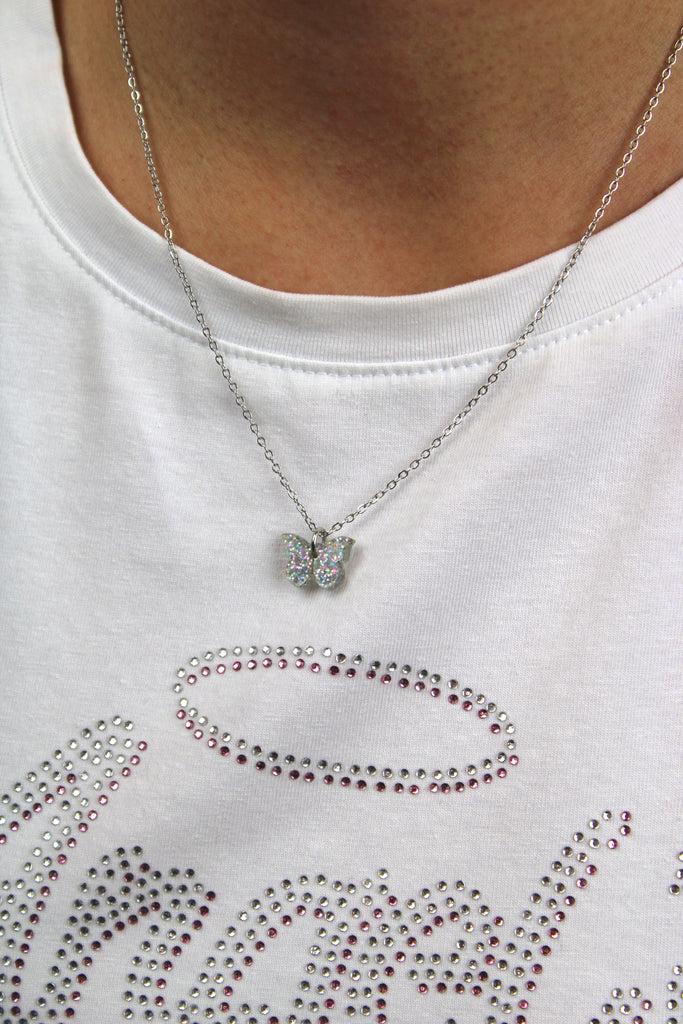 You're My Butterfly, Sugar Baby Necklace (Holographic Glitter) - Sour Cherry