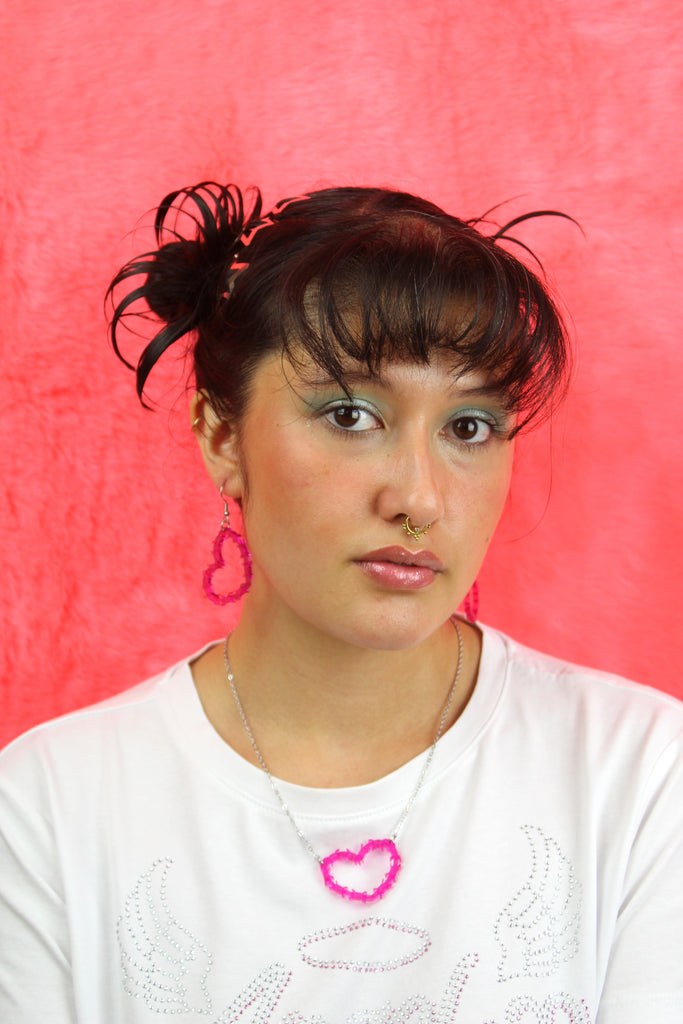 Pink Barbed Wire Heart Necklace - Sour Cherry