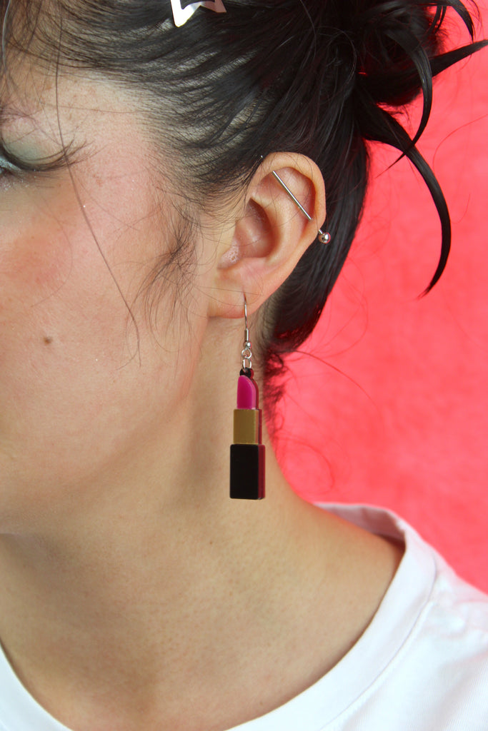 Pink Lipstick Earrings - Sour Cherry