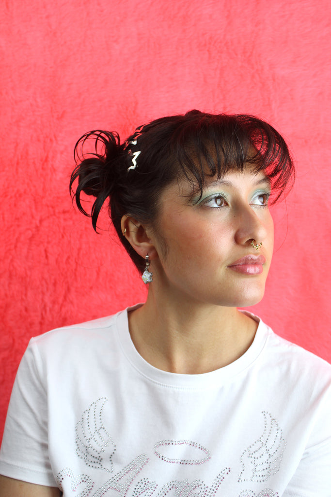 Opal Star Huggie Hoop Earrings - Sour Cherry