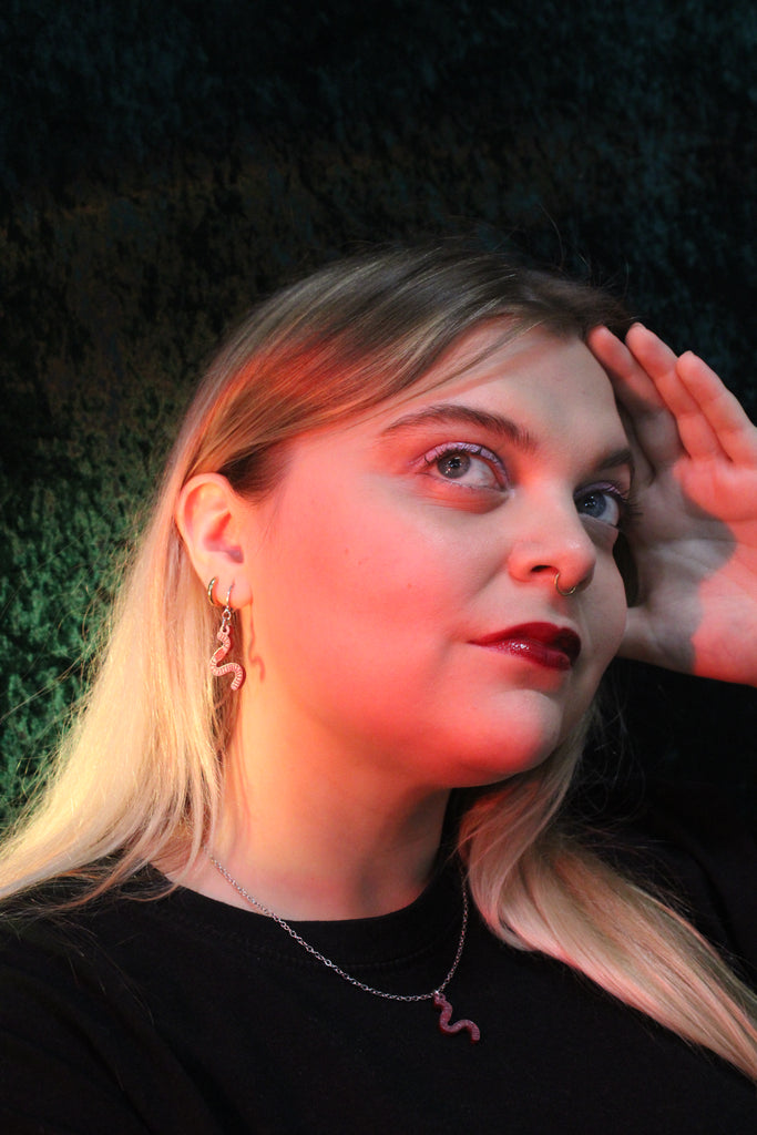 Do The Worm Huggie Hoop Earrings - Sour Cherry