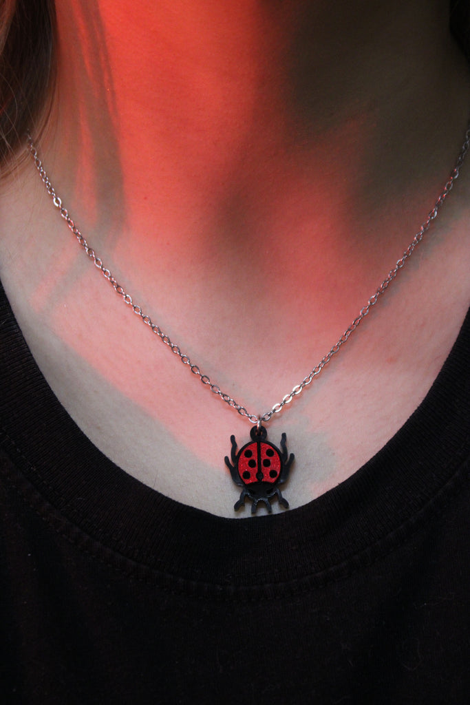 Dotty For You Ladybird Necklace - Shimmer Red - Sour Cherry