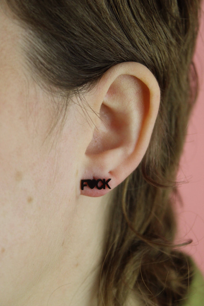 F*CK Stud Earrings (Black) - Sour Cherry