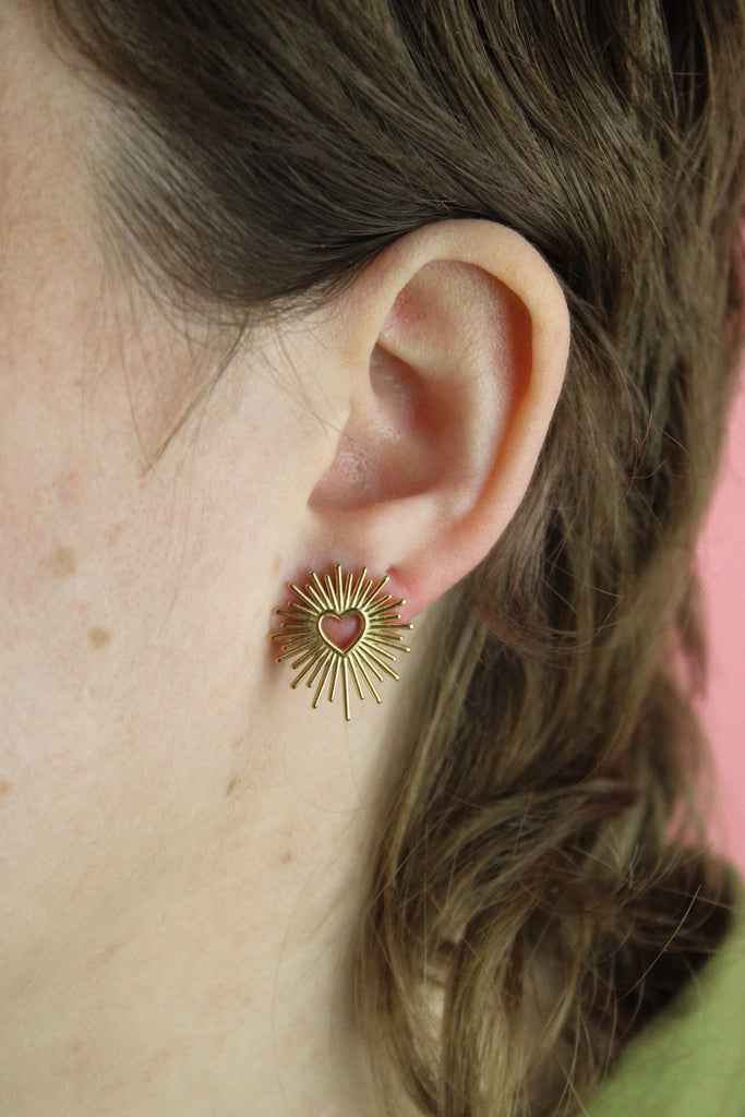 Sacré Coeur Stud Earrings (Gold Plated) - Sour Cherry