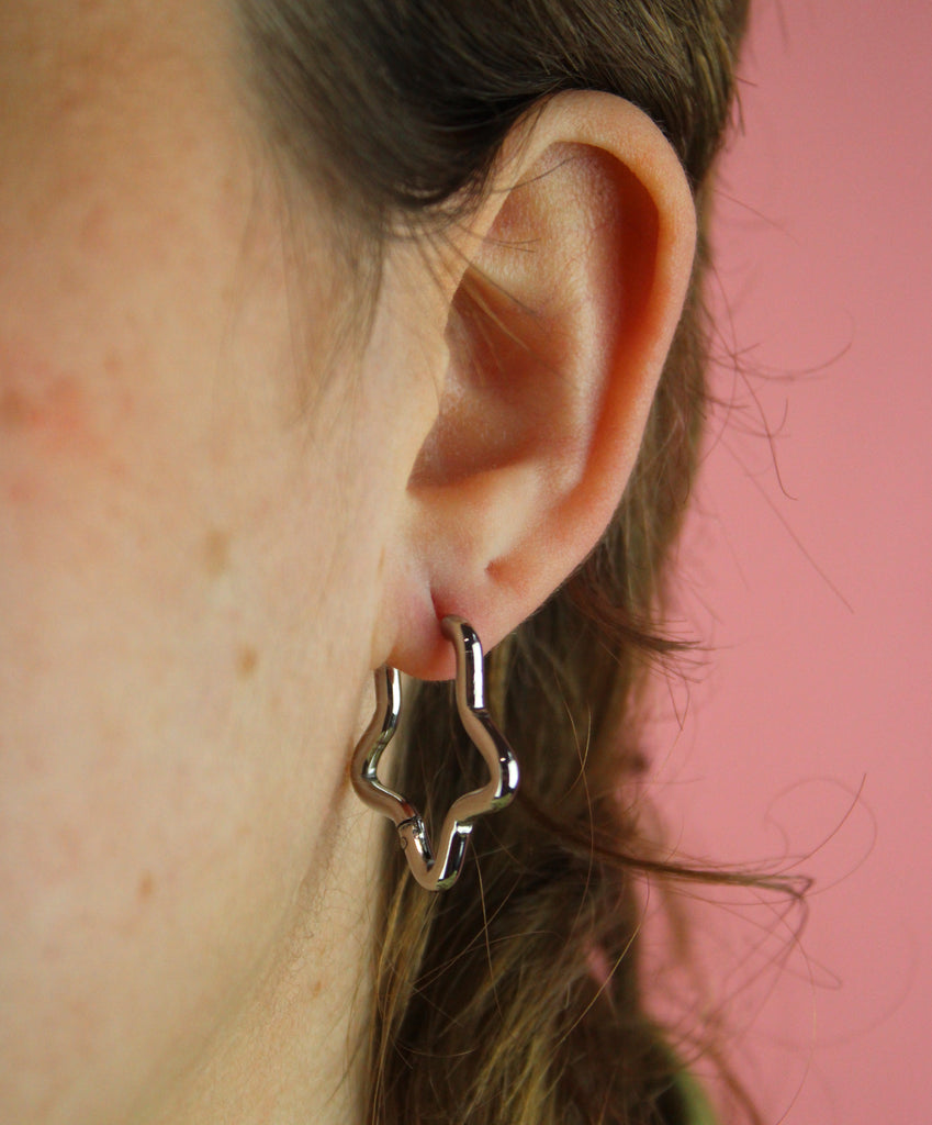 Mini Star Hoop Earrings - Sour Cherry