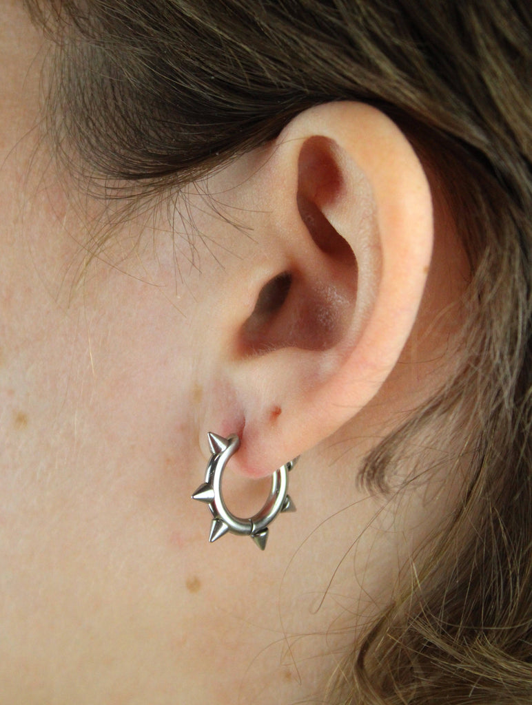 Punk-fection Spike Huggie Hoop Earrings - Sour Cherry