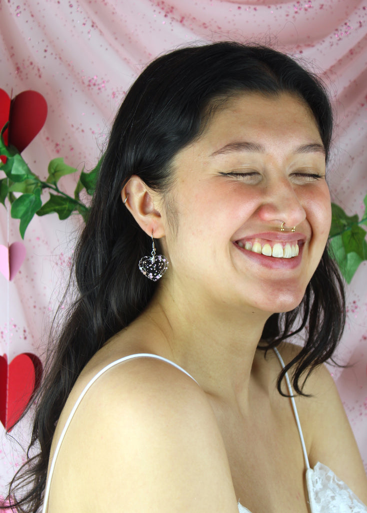 Pastel Confetti Heart Earrings - Sour Cherry