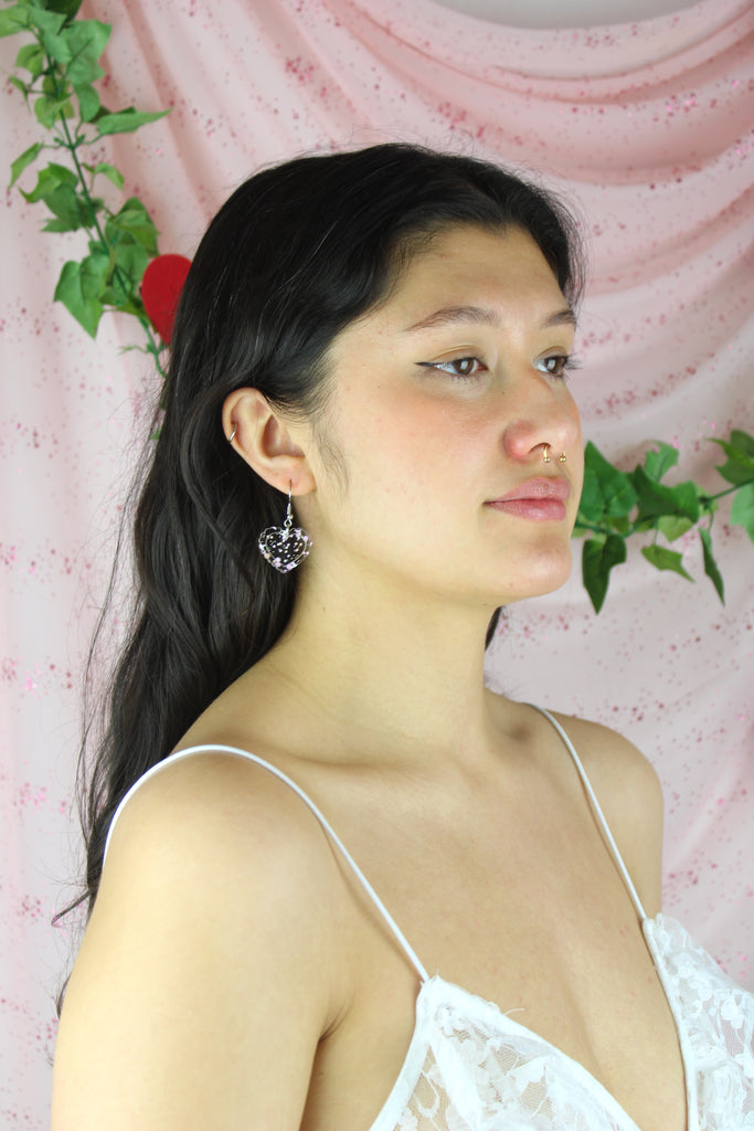 Pastel Confetti Heart Earrings - Sour Cherry