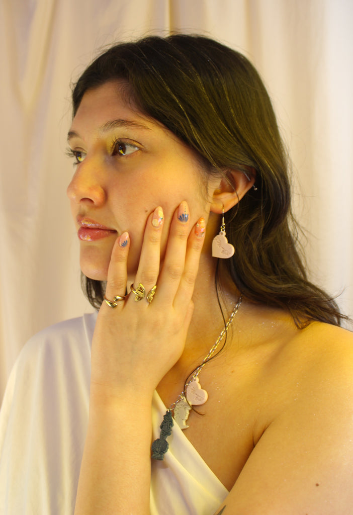 The Creation of Adam Heart Earrings - Marshmallow Pink - Sour Cherry