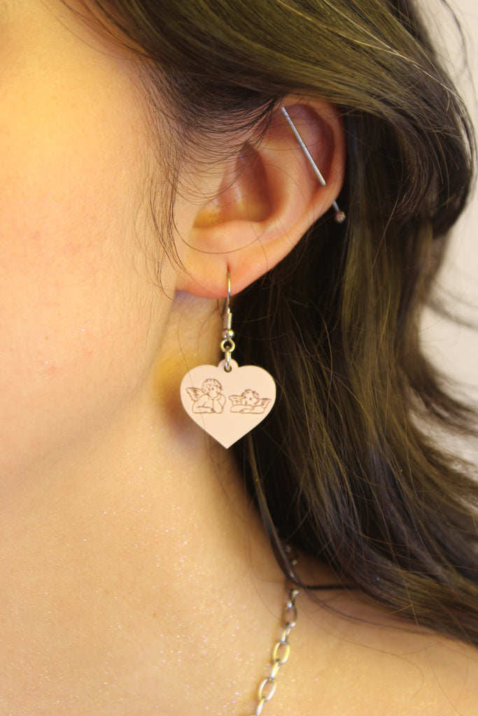 Raphael's Angels Heart Earrings - Marshmallow Pink - Sour Cherry