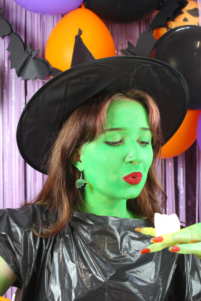 Bat On The Moon Earrings - Sour Cherry