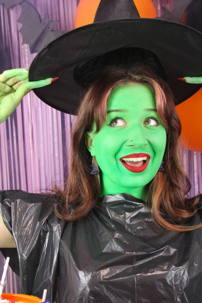 Galaxy inspired glittery witch's hat charms on stainless steel earwires