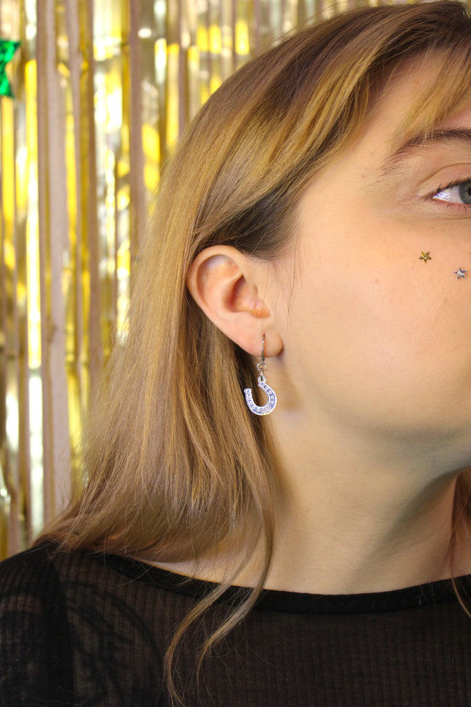 Just My Luck Huggie Hoops Earrings - Silver - Sour Cherry