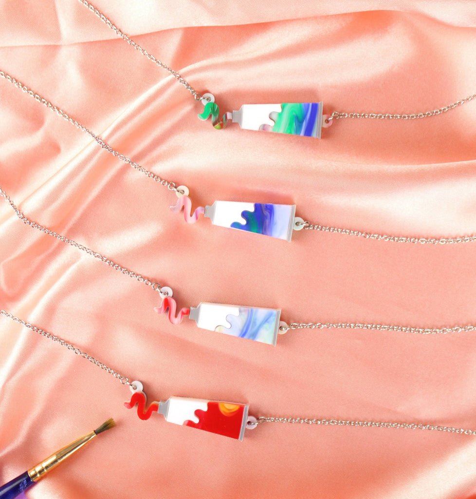 This Is An Art Paint Tube Necklace - Sour Cherry